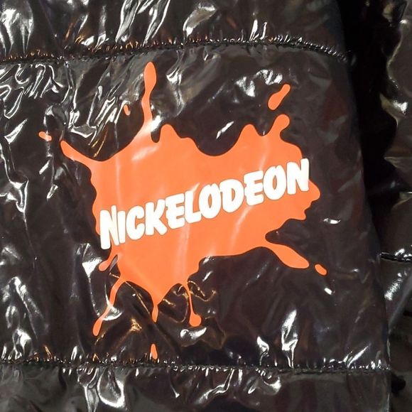 Members Only X Nickelodeon Hi Shine Chevron Puffer‎ Jacket Black Womens Small - Picture 10 of 11